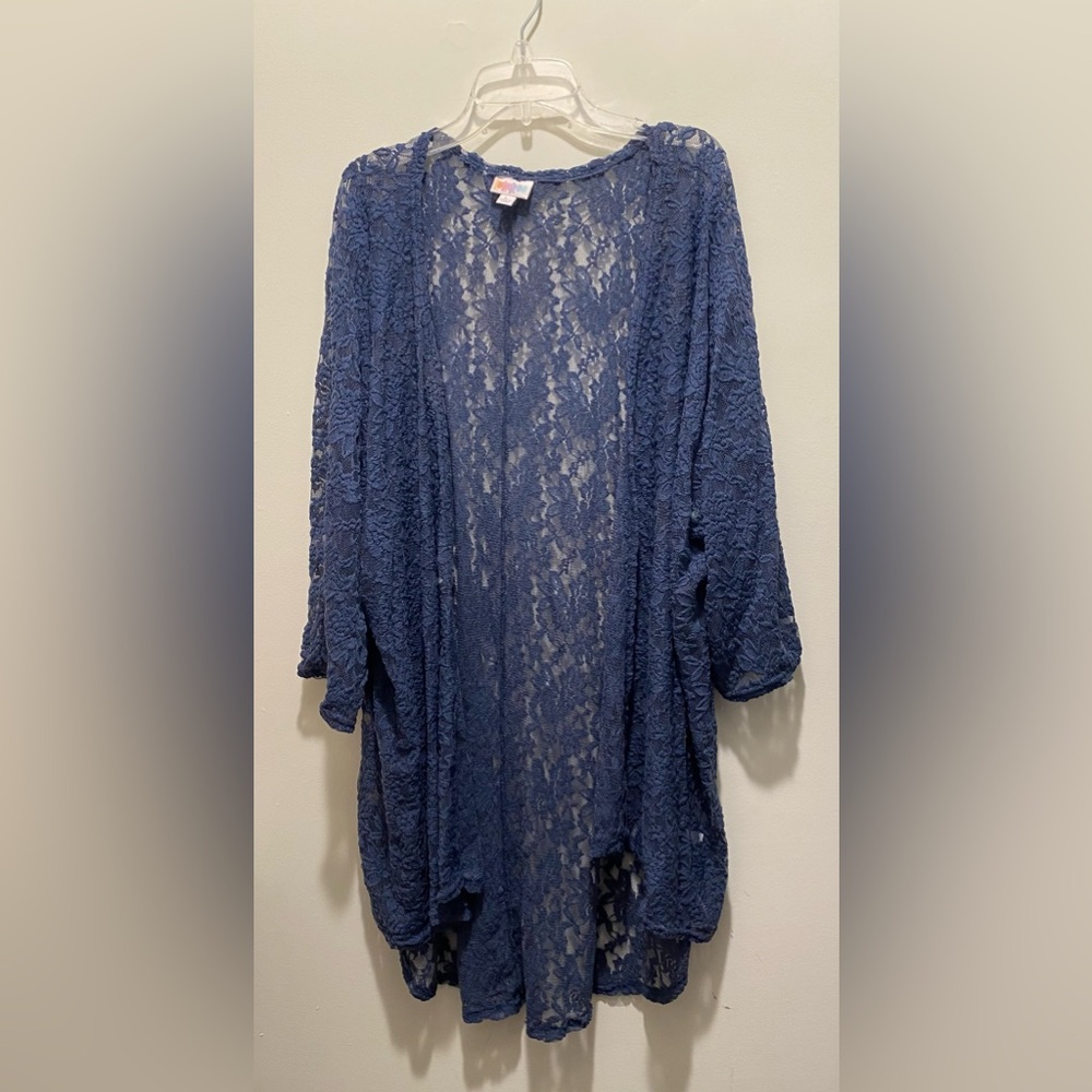 Lularoe Shirley lace Kimono Blue